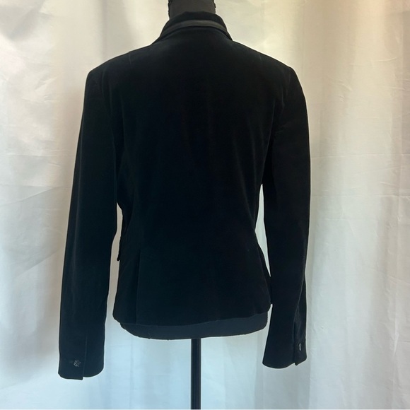 Banana Republic stretch black velvet blazer ribbon trim Sz 10 - Picture 3 of 11